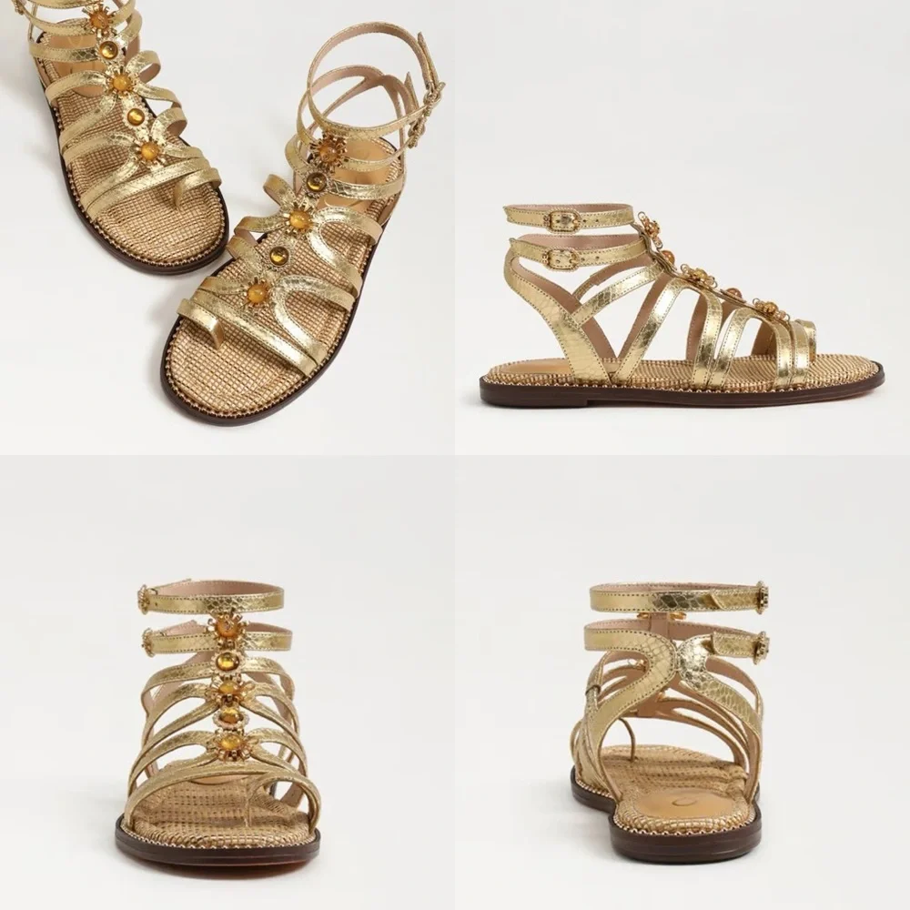 NWOB Sam Edelman Tianna Gold Jeweled Gladiator Sandal 6.5 - Picture 2 of 6